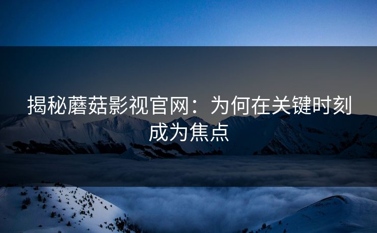 揭秘蘑菇影视官网：为何在关键时刻成为焦点