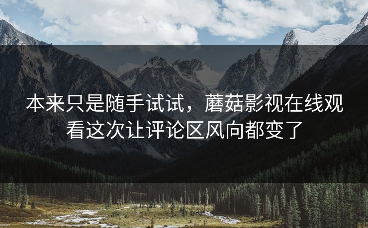 本来只是随手试试，蘑菇影视在线观看这次让评论区风向都变了